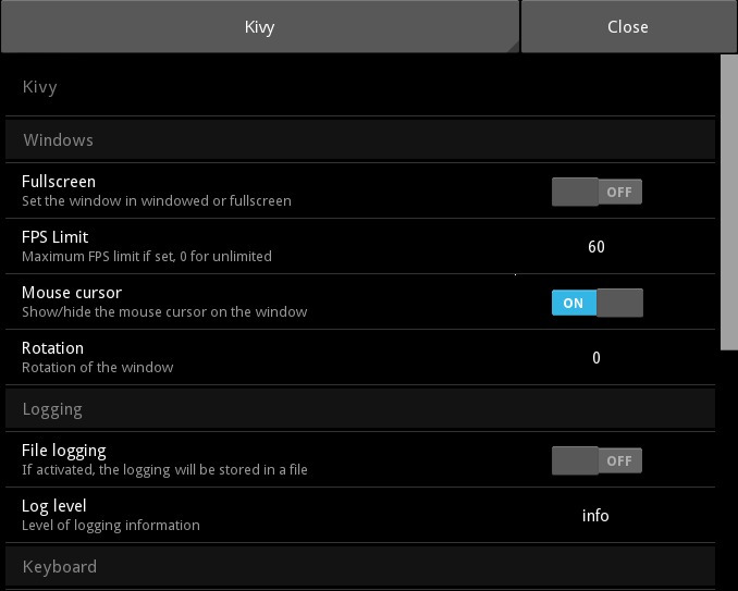 Kivy Settings là tính năng giúp người dùng có thể tùy chỉnh các thông số của ứng dụng một cách dễ dàng và tiện lợi. Hãy cùng khám phá tính năng này với hình ảnh liên quan đến từ khóa \